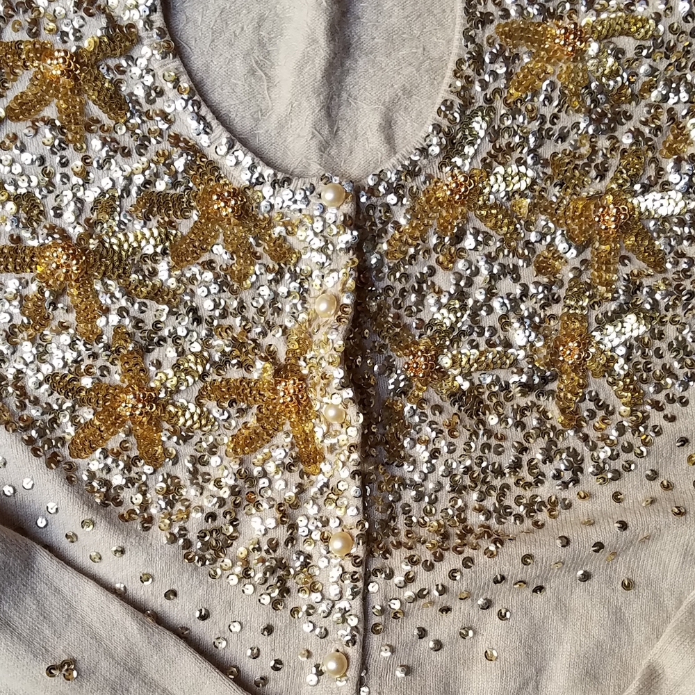 Vintage beaded sequin cardigan sweater